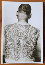 Bernard Kobel Traditional Tattoo Photo B&W Vintage Tattooed Man Back Angels