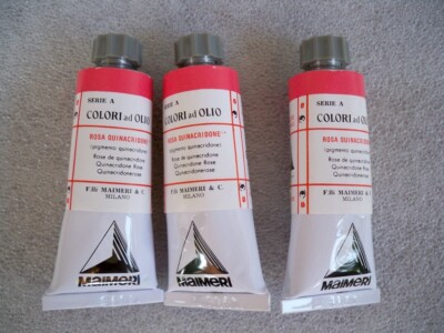 3 RÖHRCHEN 30 ML EXTRA FEINE ÖLFARBEN MAIMERI SERIE ROSA QUINACRIDON