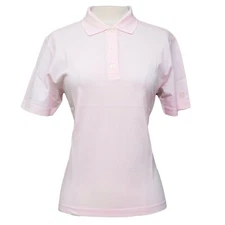High-Quality Classic-Fitted Sleeve Women's Pink Knit 3 Button Size 10 Polo Top