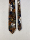 BOSS Hugo Boss 100% Silk Tie Made in Italy 57.5" L x 3.5" W Brown Floral Print