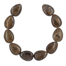 10PC Bronzite Flat Pear / Teardrop 13x18mm Beads 7" 85512