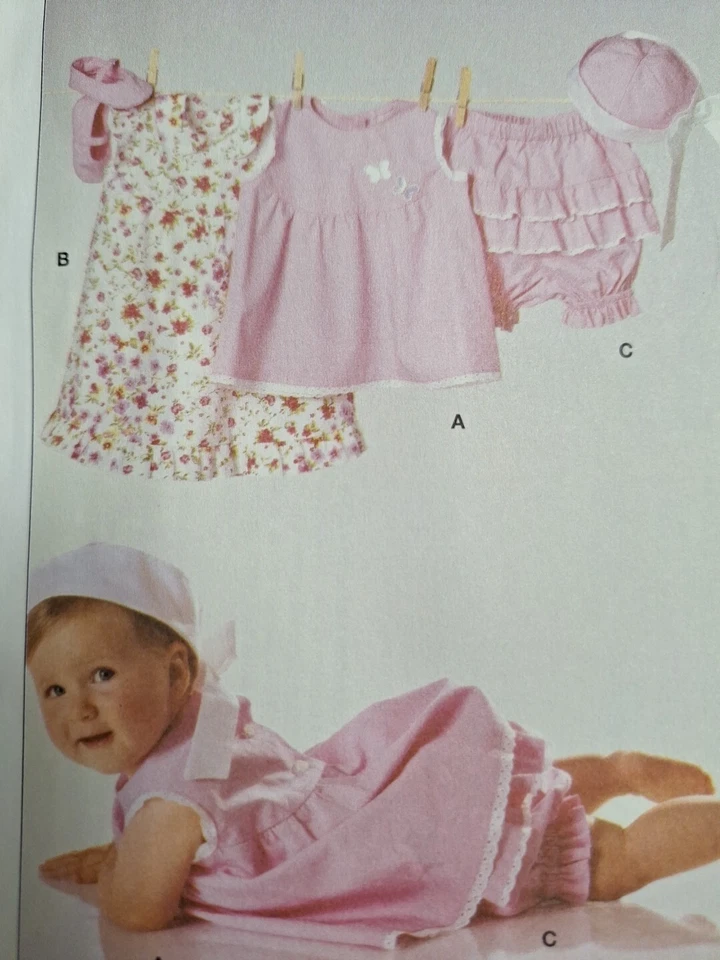 Dress Top Bloomers Girls 3M 6M 9M 12M 18M Burda 9802 Sewing Pattern Very Easy - Image 2 of 4
