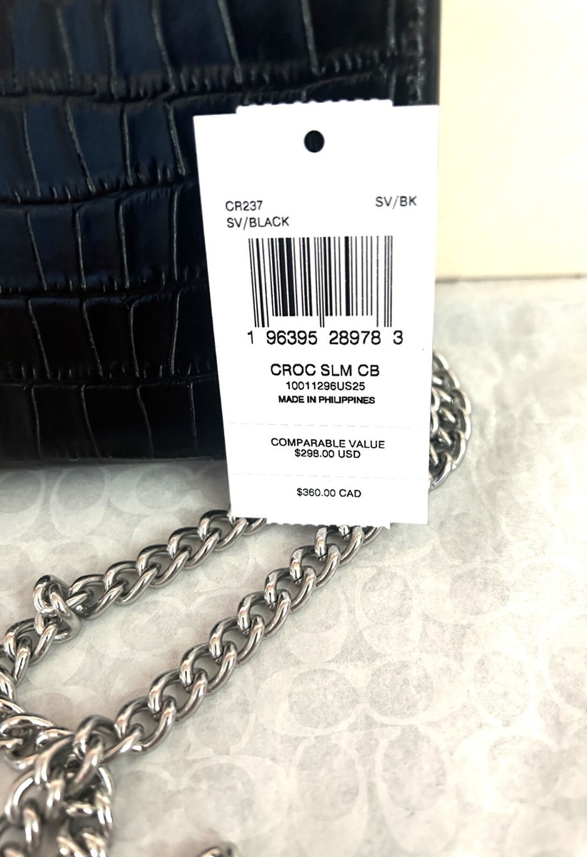 NWT Coach Croc Embossed Leather Slim Crossbody in Black NWT Coach Croc Embossed Leather Slim Crossbody in Black