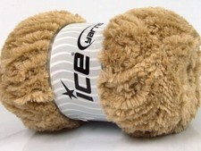 Light Brown Panda Fuzzy Plush Yarn 100 Gram, 87 Yards Ice 58816 Short Eyelash