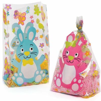 OSTERHASE Zellophantüten BLAU ROSA 10er Pack Ostereiersuche Partytüte Geschenkpapier
