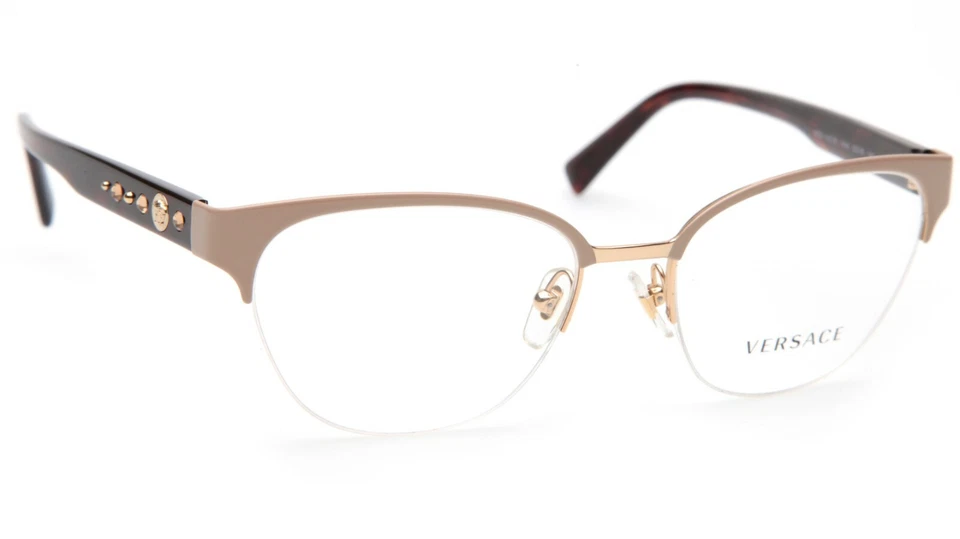 NUEVO MARCO GAFAS VERSACE MOD 1255-B 1434 Beige Dorado 52-18-140mm ITALIA Foto 3 de 4