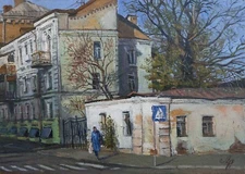 Vanishing Podil. Cityscape. Kyiv. Oil Painting 35x25 cm Ukrainian Original Art