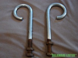 Pair of Chrome Large 12" Industrial Constuction/Lifting Eye Hooks/Bolts w/nuts