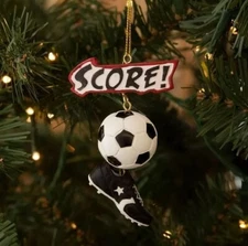 Soccer Ball Cleats Score Resin Holiday Christmas Ornament NWT