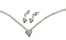 Rhinestone Pendant Necklace and Earrings Set for Girls