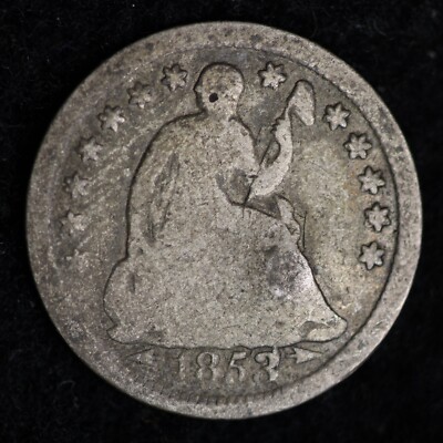 1853-O SEATED LIBERTY SILVER HALF DIME ARROWS OLD RARE COIN B029 YQP