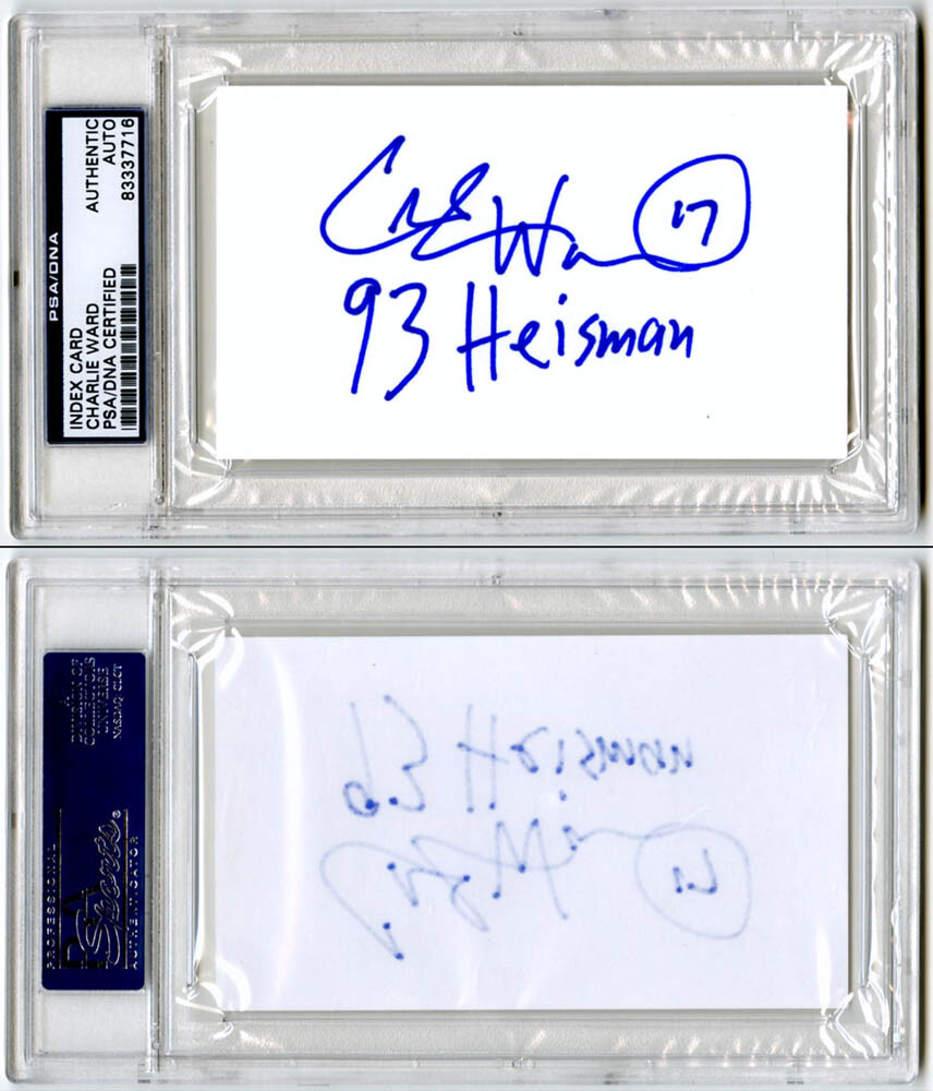 Charlie Ward Autographed Signed Fresno State Bulldogs 3x5 Index Card + 93 Heisman FSU RARE PSA/DNA 