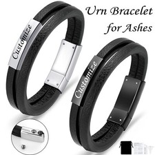 Personalized Cremation Jewelry Urn Bracelet for Ashes -Women Men Memorial Bangle