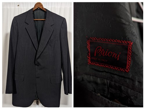 Brioni, Brioni Vintage Gray Red Pinstripe Wool Blazer Italy 50 40" Chest