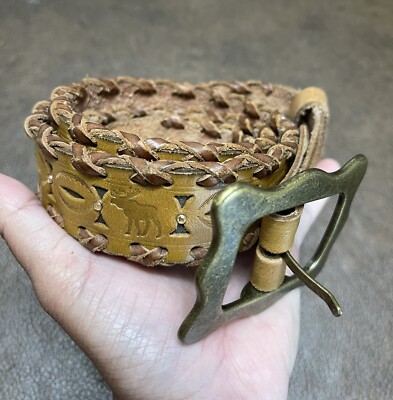 Vintage Abercrombie & Fitch Braided Leather Belt s-l400.jpg main image 2