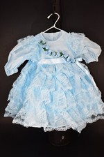 HANDMADE BLUE PARTY DRESS FOR DOLL OR BABY