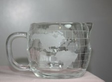COLLECTIBLE ADVERTISING NESCAFE COFFEE CREAMER WORLD MAP ETCHED GLASS