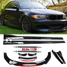 For 07-13 BMW 1 Series Front Bumper Lip Splitter Spoiler Side Skirt Glossy