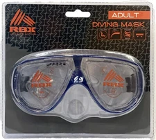 RBX Adult Diving Mask Blue Latex Free Swimming Snorkeling Beach Pool