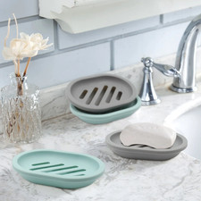 2-Pack Soap Dish with Drain Soap Holder Soap Saver Easy Cleaning Dry Mushy Soap