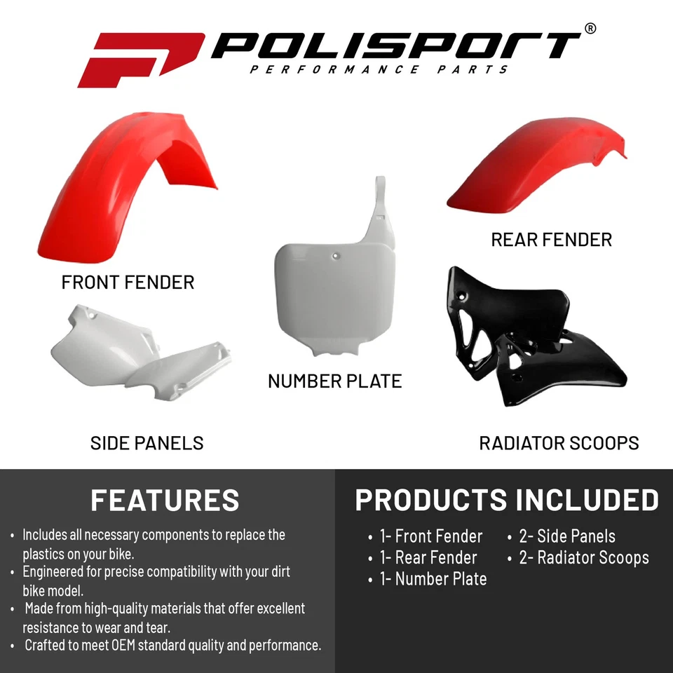 Kit de plástico Polisport MX para Honda CR125R/CR250R 1995-97, OEM rojo/blanco Foto 2 de 4