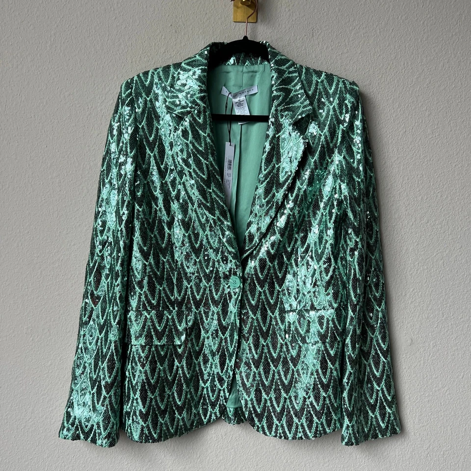 NUEVO CON ETIQUETAS NUEVO Blazer Susana Monaco Pluma Lentejuelas en Como Nuevo Chip Talla S Foto 3 de 4