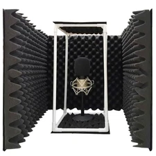 Large Microphone Isolation Shield, Foldable Vocal Booth Reflection Filter, 2 ...