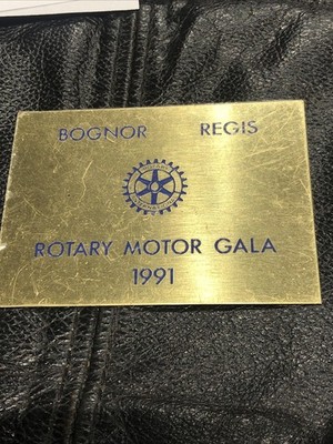 Bognor Regis Rotary Motor Gala 1991 Collectable Brass Plaque (plastic On)