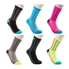 Pro Men Women XC Road Cycling Sports Ankle Socks Riding Bicycle Bike Socks Plaid