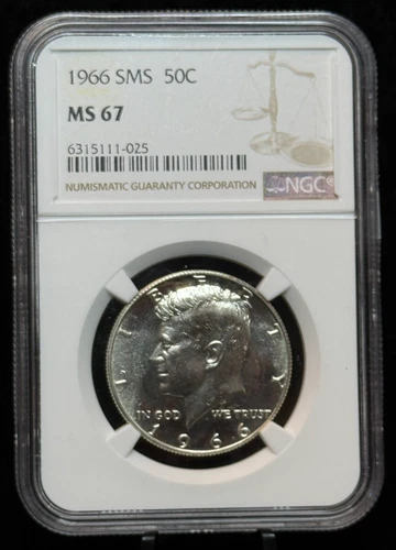 NGC MS67 1966 SMS Kennedy Half Dollar 50C Silver Coin-025