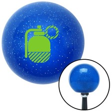 Green Grenade W Pin Blue Metal Flake Shift Knob W M16x1.5 Insert Shifter Auto