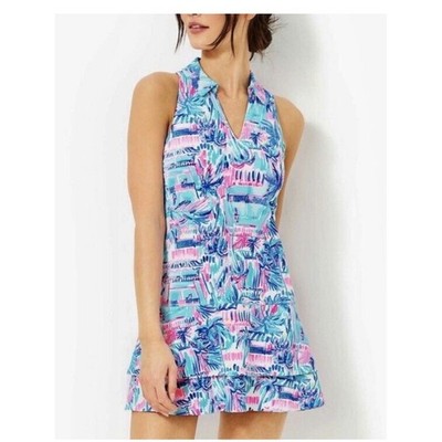 Lilly Pulitzer UPF 50+ Luxletic Dania Dress Ravello Blue Perfect Match Sz Medium