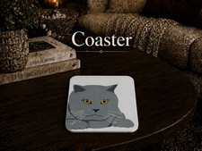 Quadratische Untersetzer aus Melamin im Design Grau Katze
