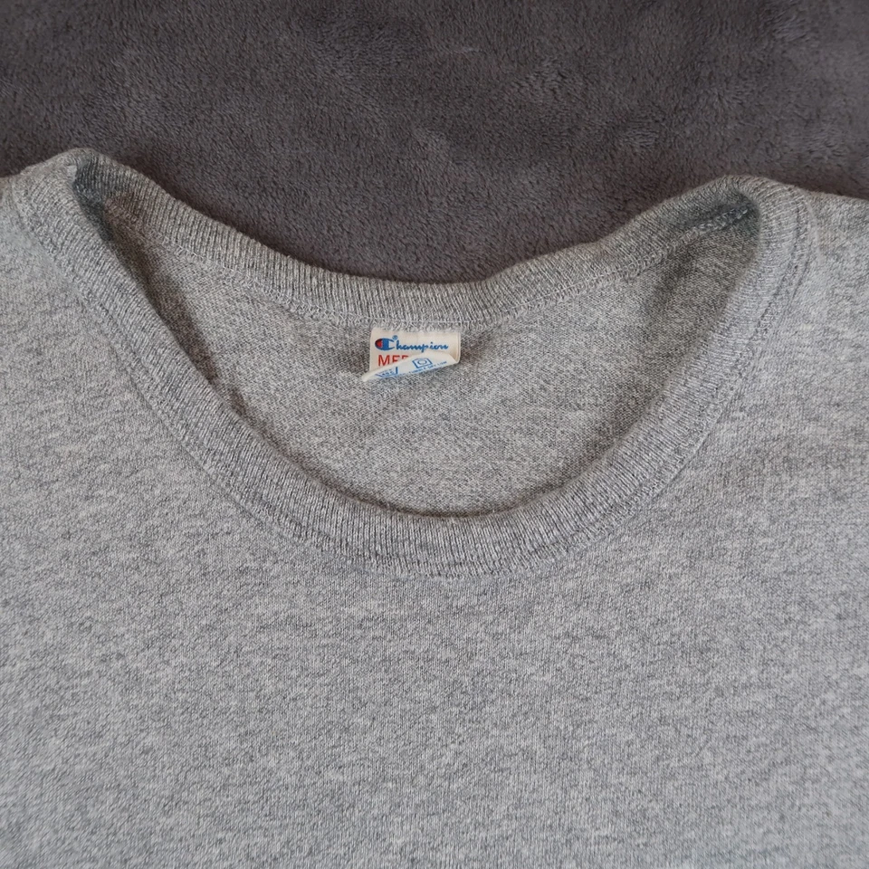 Camiseta Vintage Años 80 Champion Blanco Gris Jaspeado Manga Corta Hecha en EE. UU. M Med Foto 3 de 4