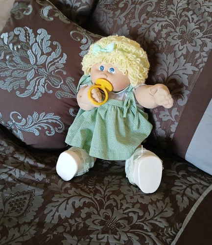 HTF Vtg Cabbage Patch Doll Paci Lemon Blonde Loops Blue Eyes OK Tag