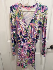Lilly Pulitzer Tiki Wrap Romper Havin A Blast Purple Floral Size Medium