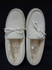WOMEN'S MY SLIPPERS LIGHT BEIGE SUEDE FAUX FUR LINED SLIPPERS SIZE 10