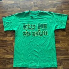 Vintage T Shirt XL Kiss Me I'm Irish Made in USA Single Stitch Green Notre Dame