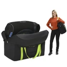 Booster Seat Travel Bag for Airplane, Black and Green, 17" H x 16.5" W x 9.5"...
