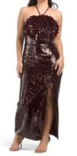 Rene Ruiz Women's Red Sequin Halter Dress Size 14