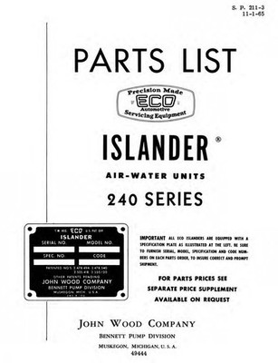 ECO Tireflator Islander 240 Series Factory Parts List gas station tire air meter