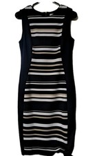 cb established 1962 Dress Womens Size 8 Striped Navy Blue Sleeveless Career Fall