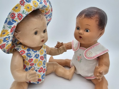 Antica composizione americana baby dolls bambina e sorellina abiti adorabili - Foto 4 di 13