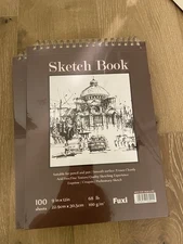 Fuxi 9" X 12" Sketch Book, Top Spiral Bound Sketch Pad, 100 Sheets 68Lb/100Gsm A