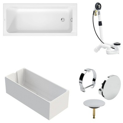 Duravit D-Code Acryl Badewanne 160x70x47 cm inkl. Träger + Ablauf Multiplex Trio