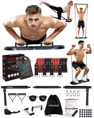 20 in 1 Push Up Board with 16 Gym Accessories.Pushups Bar with Resistance Ban...