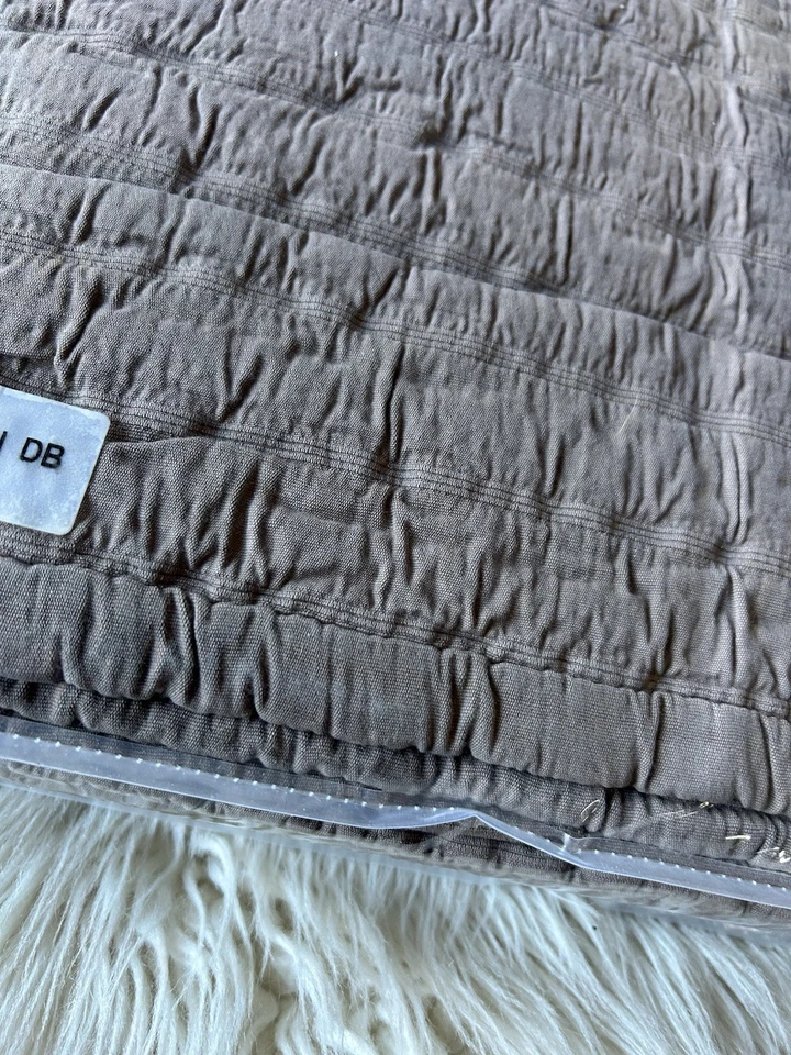 Eileen Fisher Home Garnet Hill Quilt Double Full Brown 100% Cotton Textured NEW - Image 2 of 4