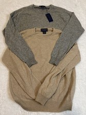 2 NWT Charter Club Luxury Cashmere Sweater Brown Tan Gray Crew Women s Small