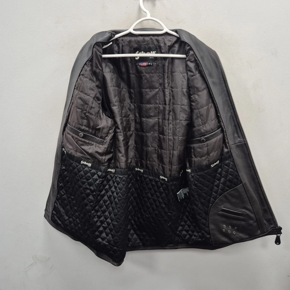 Schott NYC Lc9800 Motorcycle Dark Brown Leather Biker Coat Jacket Size Medium - Image 3 of 4