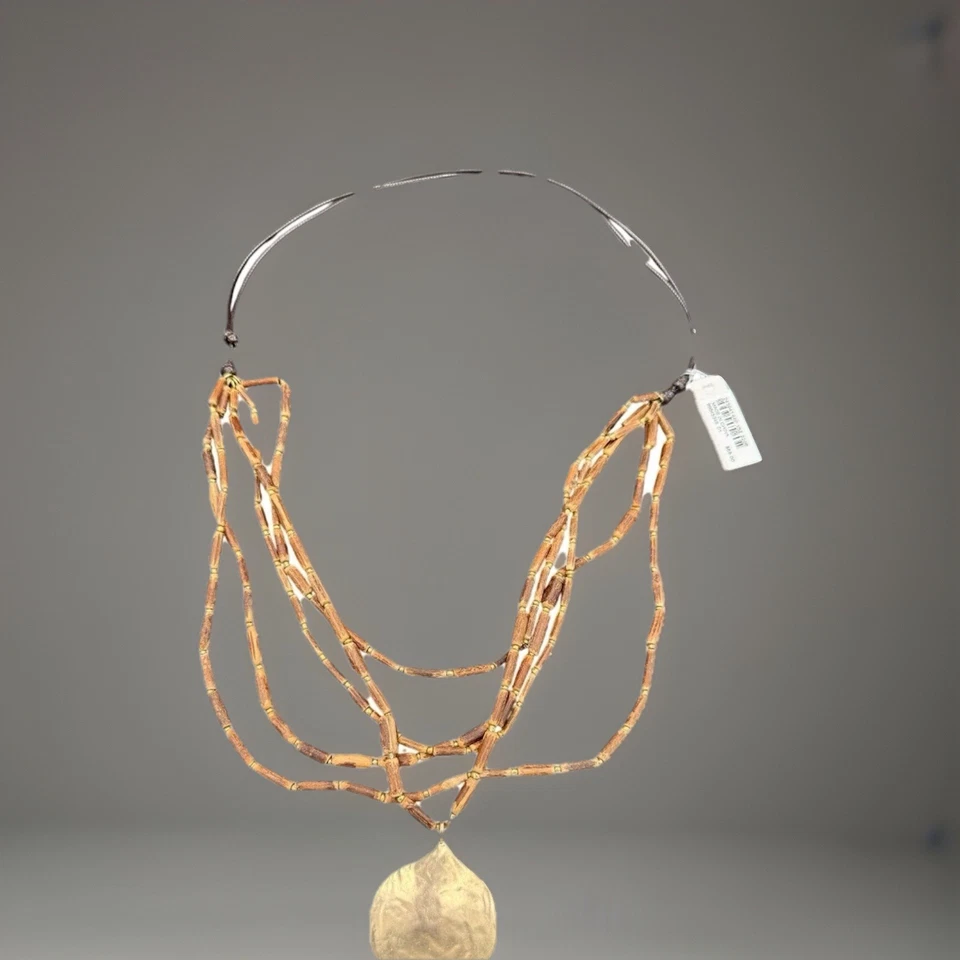 Collar colgante J. Jill para mujer boho multihilo madera marrón con cuentas metal nuevo con etiquetas Foto 2 de 4